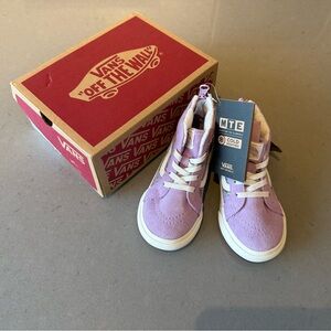 Vans Kids Purple Suede High-Top Sneakers for kids with floral detail